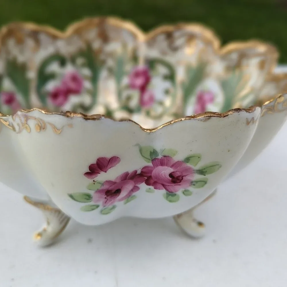 Vintage bone china berry bowl strainer